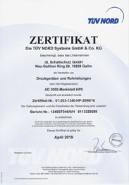 Zertifikat AD 2000 HP 0